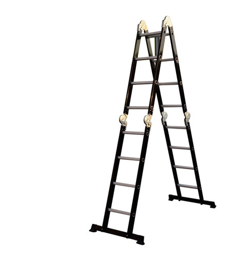 Escalera Multifuncion Articulada Plegable 4x4 Reforzada Negra 16 Escalones - Prestigio