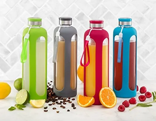 Swig Savvy Botella Agua Vidrio 32 Oz + Funda Silicona Gris