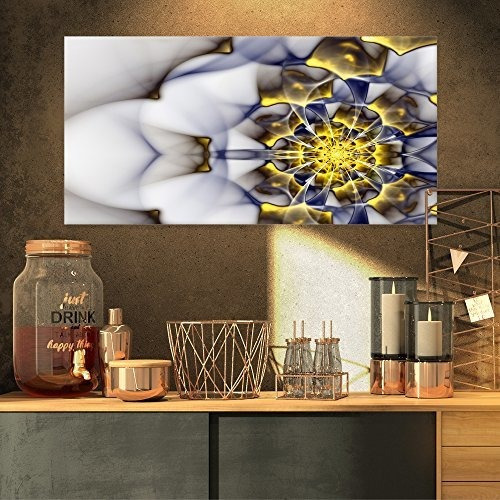 Designart Pt11951-32-16 Flor Fractal Moderna En Oro Y Blanco