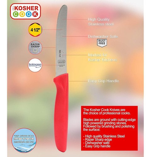 Cuchillo Kosher 4.5 Red Para Carne Y Verduras - Afilado