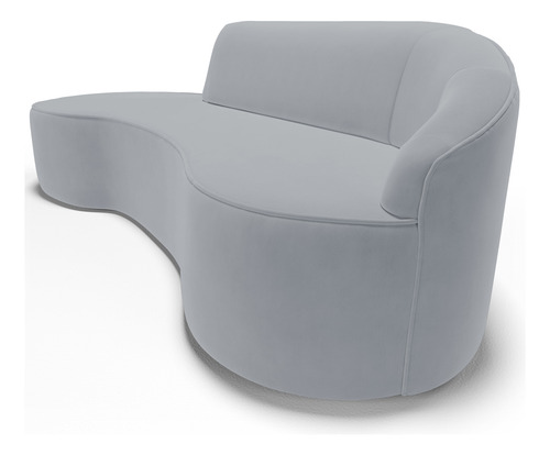 Sofá 3 Lugares Curvo Firenze Direito Veludo Cinza 230cm C317