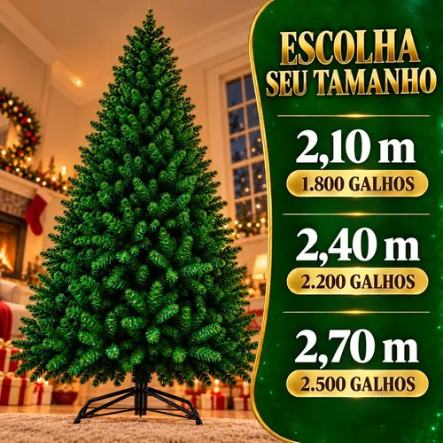 D Densen Arvore de Natal 210cm 1800 Galhos Pinheiro Tradicional 2,10m Metros Folh