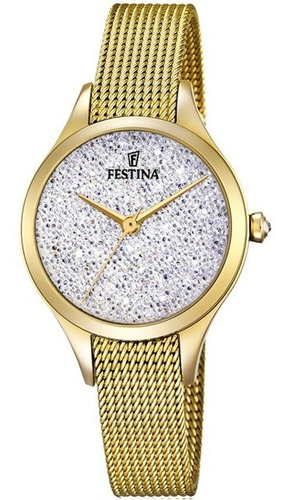 Reloj Festina Mujer F20337.1 Con Piedras Swarovski Dorado Color del fondo Blanco