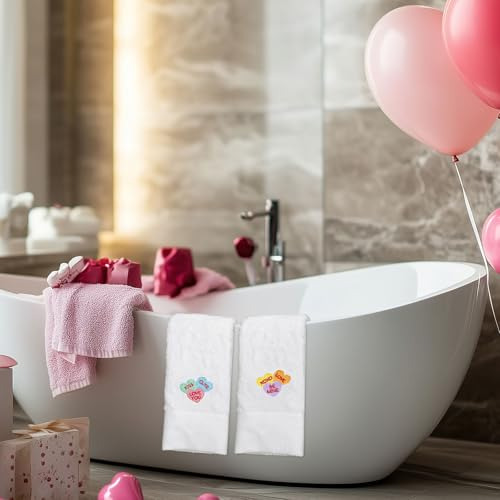 2 Toallas De Mano De San Valentín De Algodón Bordadas Con Co