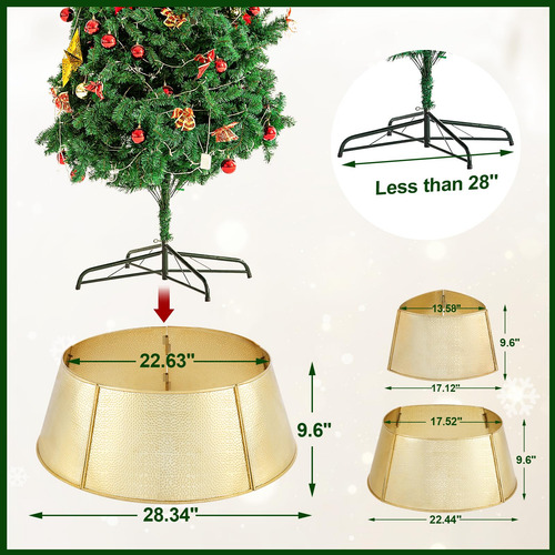 Collar De Metal Dorado Para Árbol De Navidad Rústico Ajustab