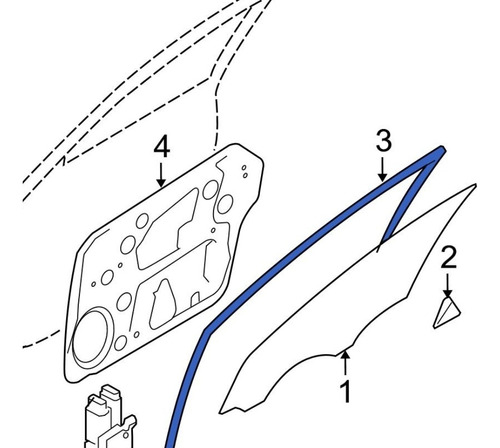 Goma Corredera Vidrio Pta Trasera Derecha Para Elantra 98-99