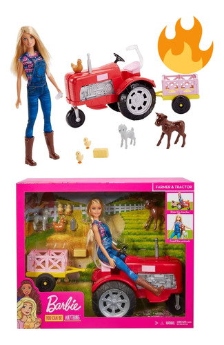 Muñeca Barbie Granjera Con Tractor 