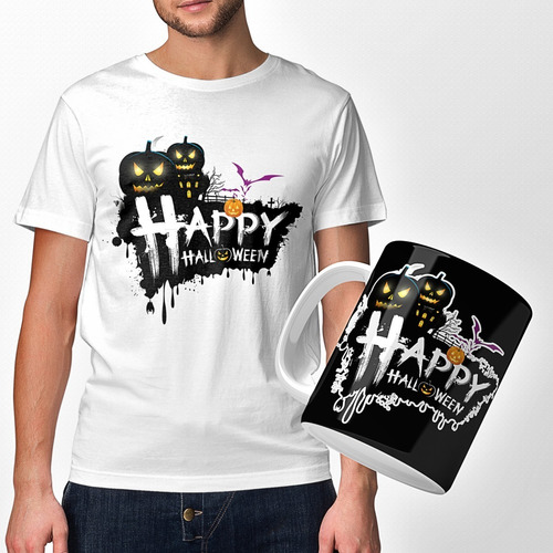 Kit  Camiseta E Caneca Personalizadas Halloween Envio Rápido