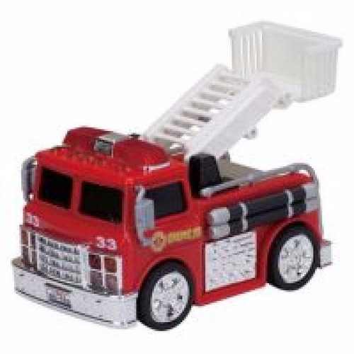 Camion De Bomberos Pull Back Funny Vehicle Kydos Lionels Color Rojo Personaje Bombero