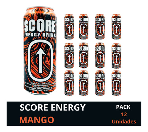 Bebida Energética Score Sabor Mango 500ml (12 Unidades)