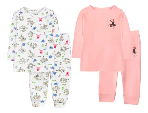 Pack 2 Pijamas Largos De 2 Piezas Algodón Niños 3-5 Años