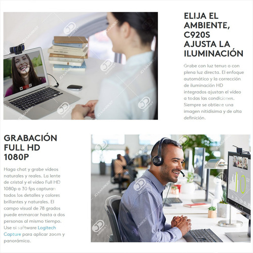 Cámara Web Logitech Hd Pro Webcam C920 Video 1080p + Trípode