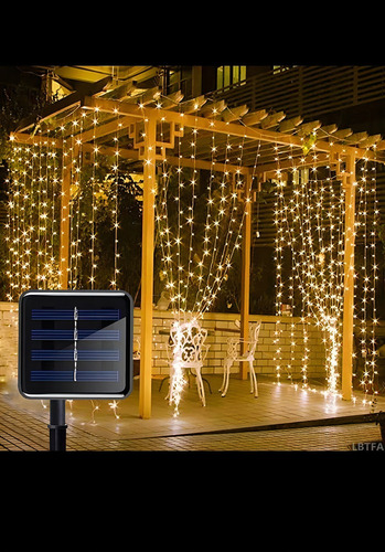 A Cortina Led Solar Cascada Navidad 3x2 Calidas