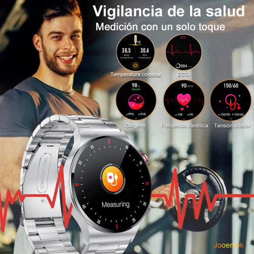 Reloj Inteligente Smartwatch Deportivo Impermeable Llamada Bluetooth Jooeniok QW33 Negocios Moda Multifunción Color Plata