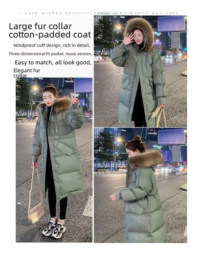 Abrigo Holgado De Algodón De Invierno Para Mujer Con Cuello