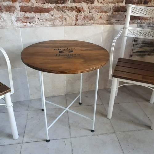 Imagen 5 de 6 de Mesa Sillas De Hierro Forjado Con Mesa Industrial Jardin