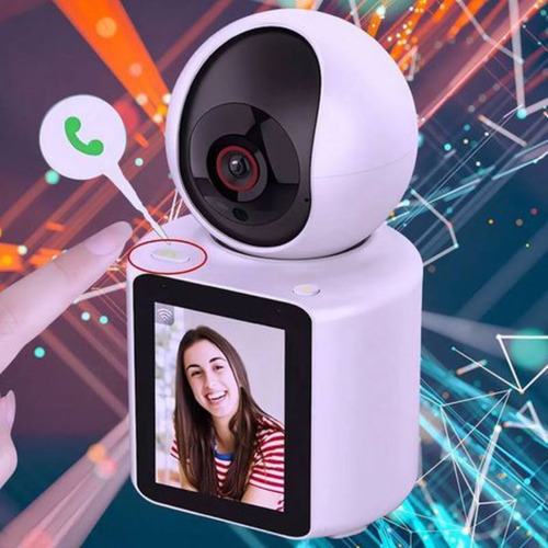 Câmera Robo Wifi Com Tela Video Conferencia Alexa 1080p Cor Branca