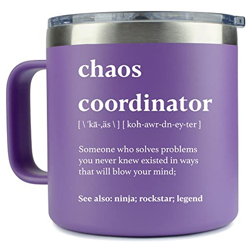 Chaos Coordinator Mug Tumbler -14oz Purple - Unique Gif...
