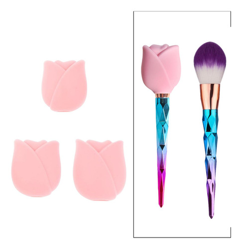 3 Uds. Funda De Silicona Profesional Para Brochas De Rosado