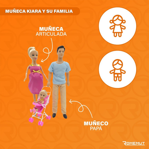 Imagen 5 de 9 de Muñeca Kiara Embarazada Y Su Familia Bebe Accesorios Poppi