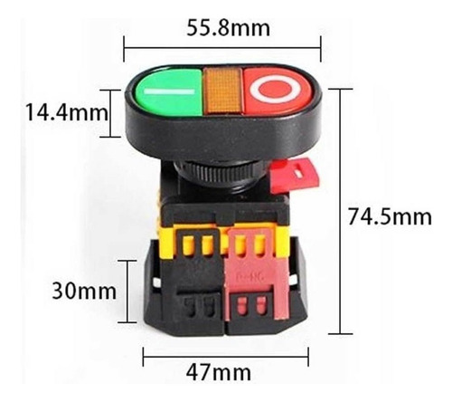 Botão Duplo Liga/desliga Nr12 Com Ressalto Iluminado 220v