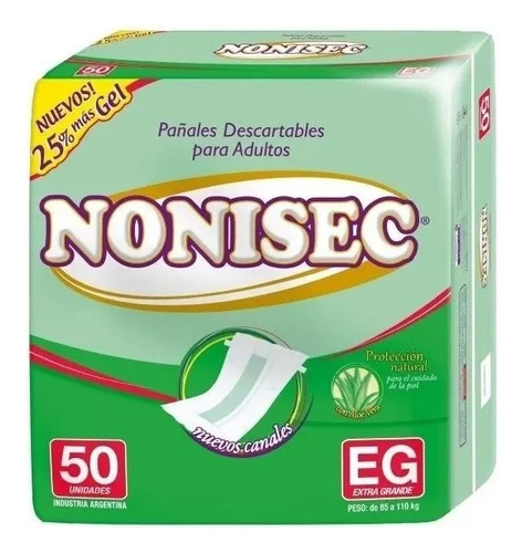 100 Pañales Clásicos Nonisec Adultos Rectos Xg 25%+ Gel