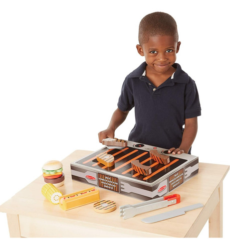Melissa & Doug Set De Bbq Para Asar Y Servir, Juguete Madera