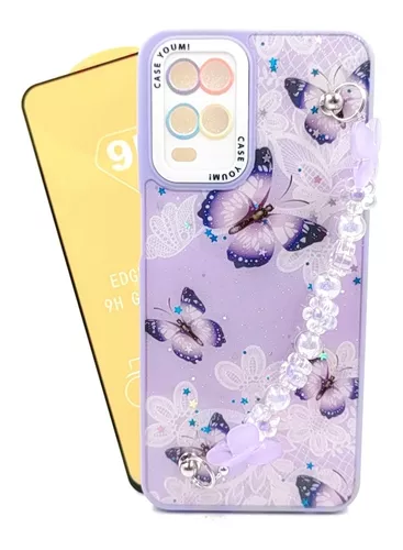 Funda de Cuero Cartera con Soporte Mariposa Carcasa Y01B para Oppo A54s  Purpura Claro