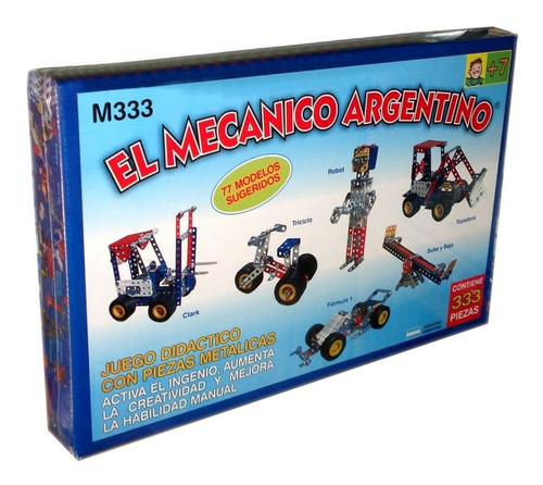 Imagen 1 de 8 de Juego Para Armar Metalico El Mecanico Argentino 333p. Mecano