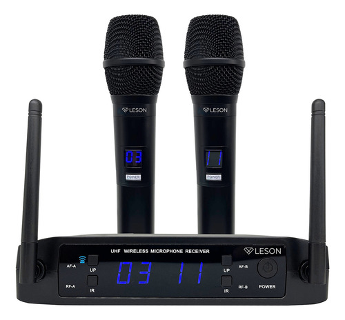 Microfone Duplo Sem Fio Digital 32 Frequências Recarregável