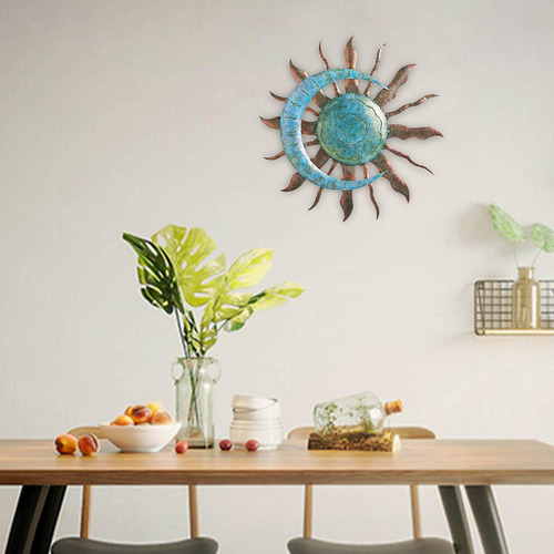 . Lua Sol Decoração De Parede Pendurado Estátua Metal