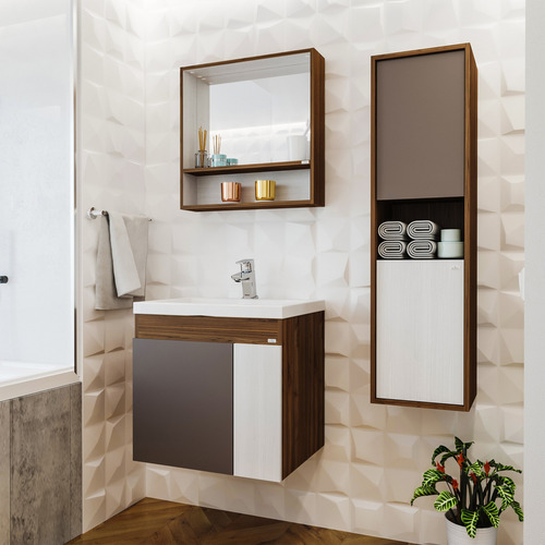 Mueble De Baño Kyle Con Lavamanos Café Oscuro 60x46x55cm