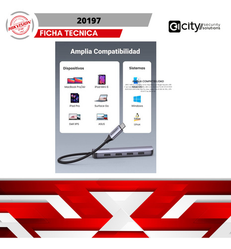 Hub Usb-c A 4 Puertos Usb 5 En 1 M20197