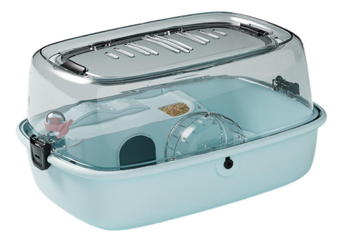 Hamster Cage House Ventilación Transpirable Top Abre, Azul