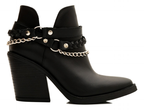 Botas Texanas Mujer Cuero Taco Alto Cadena Desmontable Kima