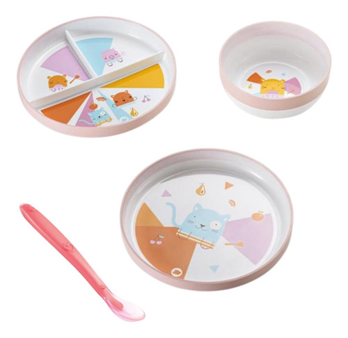 Imagem 1 de 6 de Kit Introdução Alimentar Bebê Blw Prato Divisória + Colher