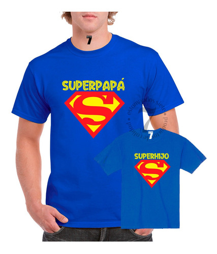 2 Poleras Manga Corta Superman Regalo Ideal Padre/hijo Papá