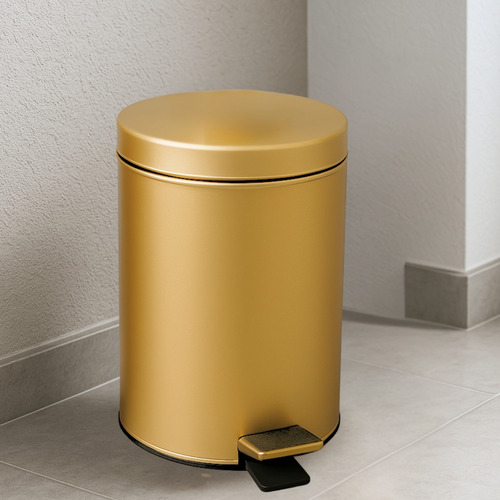 Lixeira Dourada Inox Com Pedal Multiuso 3l Crie Construa
