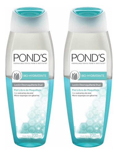 Set 2x Loción Desmaquillante Ponds Dual Bio Hydratante 200ml