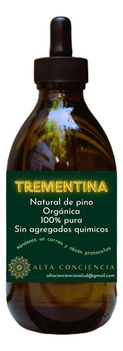 Trementina Pura 250 Ml En Cristal/gotero + Protoc Desparasit