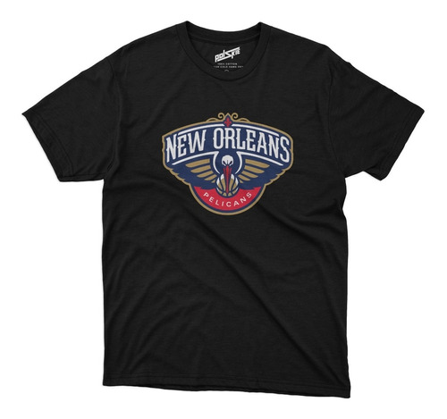 Remera Basket Nba New Orleans Pelicans Negra Logo Completo