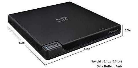Imagen 5 de 6 de Pioneer Bdr-xd07uhd Portable 6x 4k Blu-ray Burner Externo