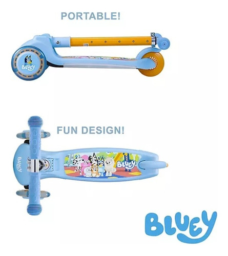 Scooter Iluminado De 3 Ruedas Para Niños Azul Bluey
