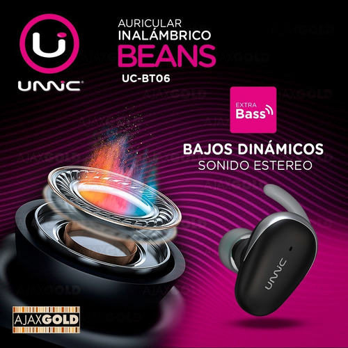Auricular Inalámbrico Bluetooth Unnic 5.1 Inear Tactil Negro
