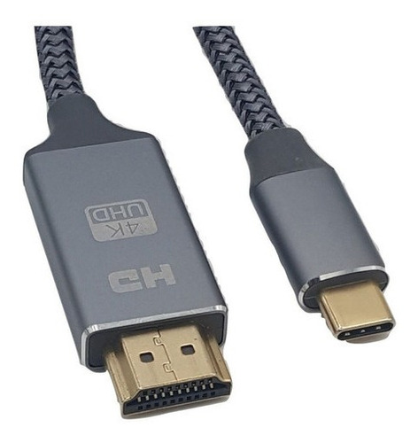 Imagen 1 de 6 de Cable Hmdi V2.0 4k Ultra Hd A Usb Tipo C V3.1 Largo 1.8mts