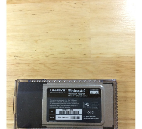 Wpc55ag Tarjeta De Red Pcmcia Linksys Wpc55ag New (Usado)