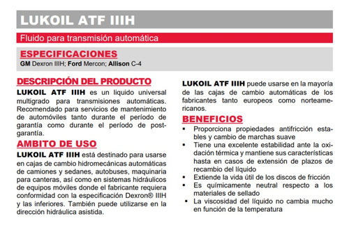 Atf Iiih Aceite Para Transmisión Automática 1 Lt