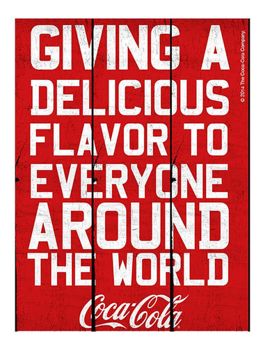 Placa Madeira Coca-cola Giving A Delicious Moment Vermelho