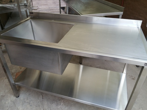Mesada Bacha Industrial Gastronomia 1.4m Con Estante Fabrica