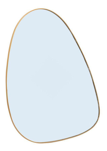Espelho Lyor Orgânico Com Borda De Metal Dourado 25,5cm X 35